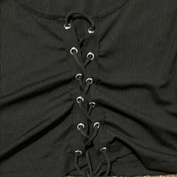 Black Lace-Up Long Sleeve Top - Picture 6 of 9